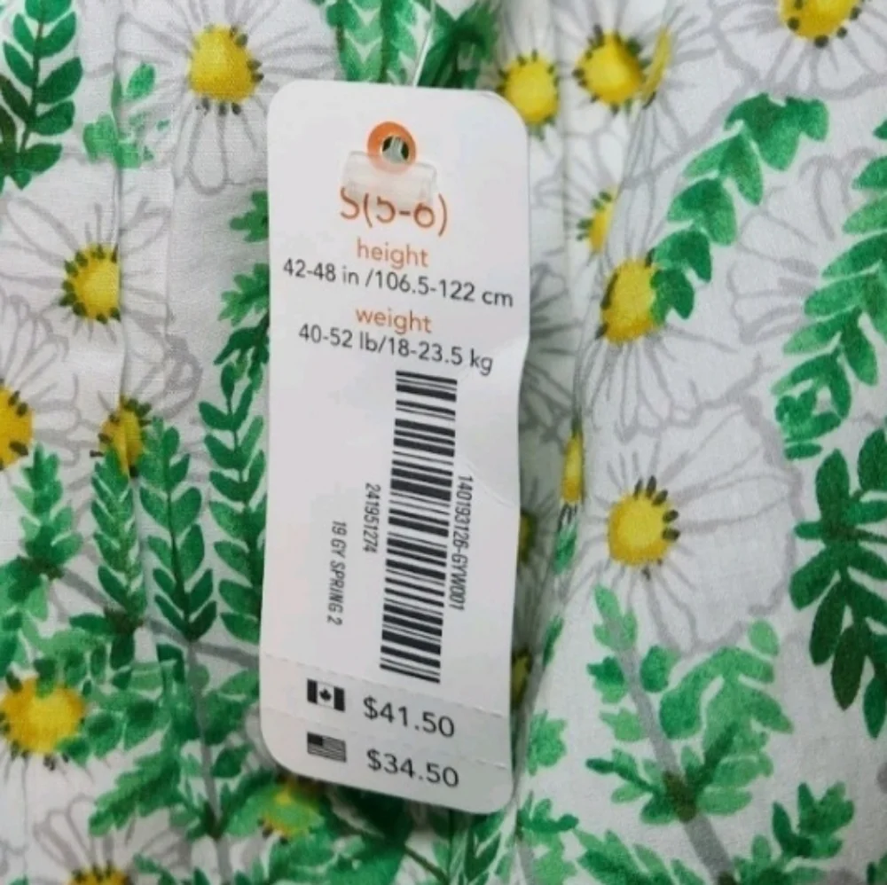 Gymboree‎ Girls White Yellow Green Daisy Print Shirt/ Top NWT S Sz (5-6) Lined